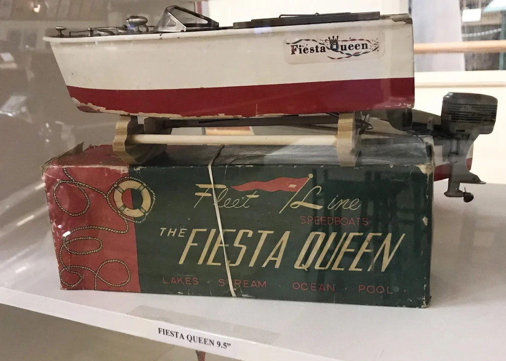 One of the toy boats on loan by collector Fred Clausen.