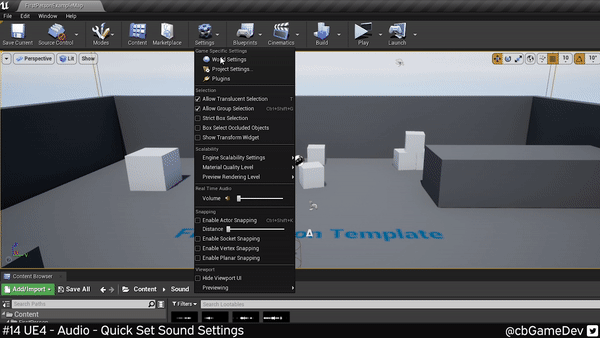 QUICK DEV TIP #14 UE4 - QUICK SET SOUND SETTINGS