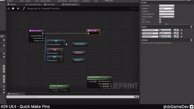 QUICK DEV TIP #29 UE4 - Quick Make Pins — CBgameDev