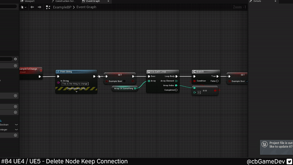 QUICK DEV TIP #84 UE4 / UE5 - DELETE NODE, KEEP CONNECTION
