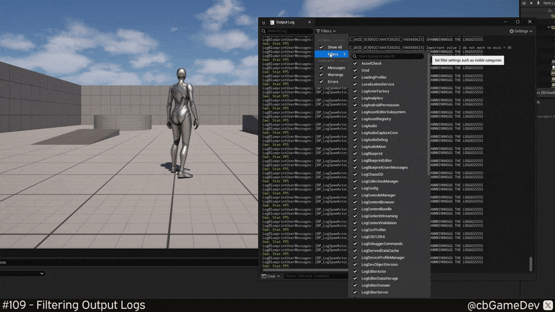 QUICK DEV TIP #109 UE5 - Filtering Output Logs