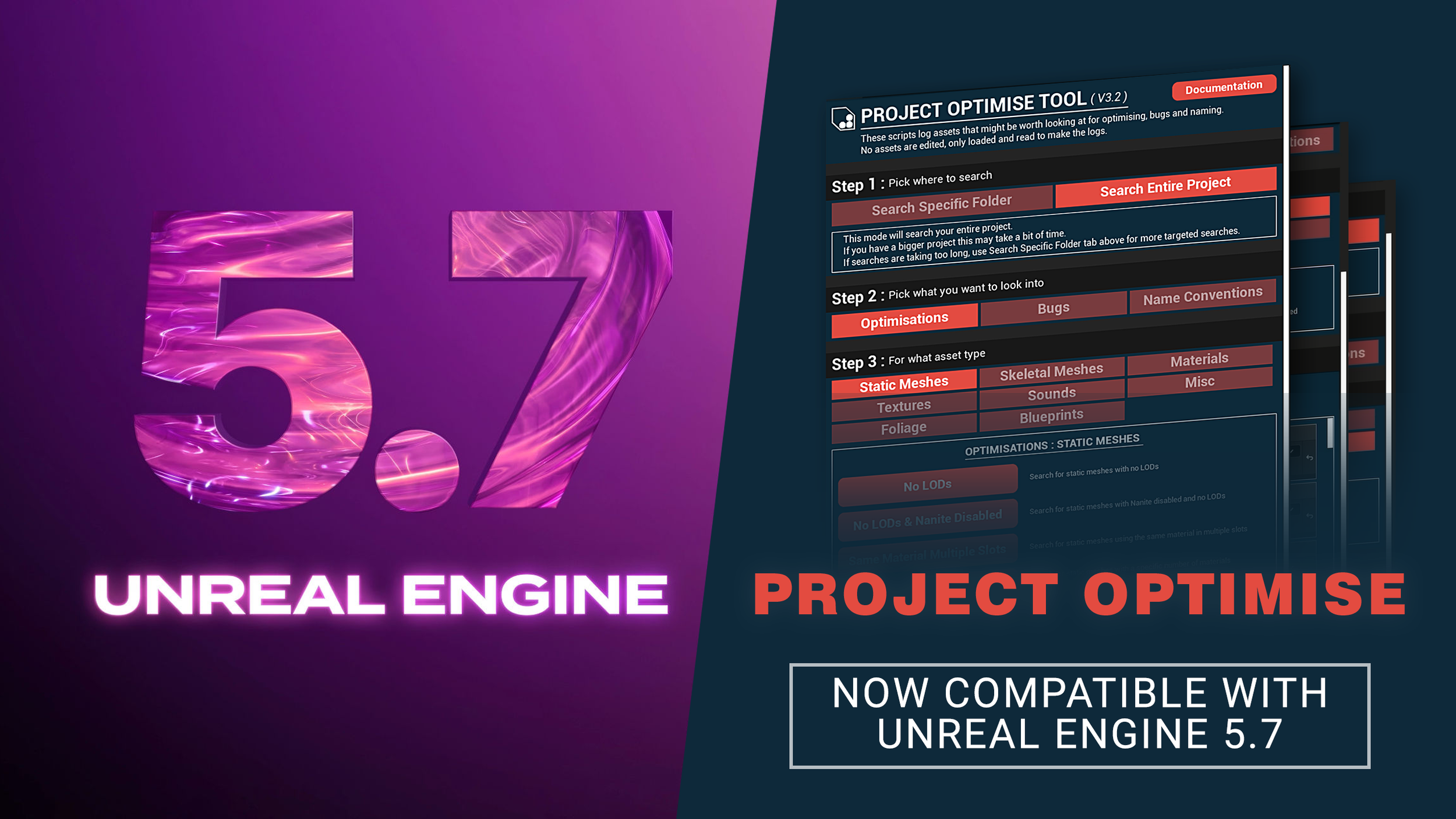 Project Optimise Tool - UE5.7 Compatible Version