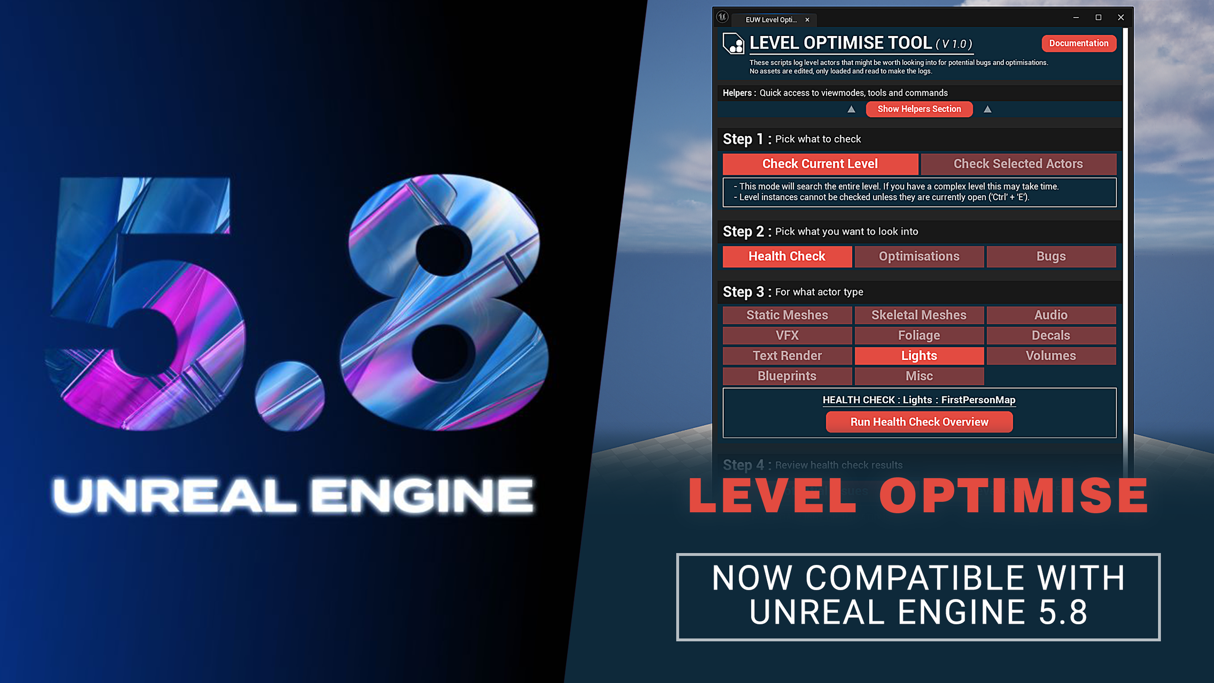Level Optimise Tool - Now UE5.8 Compatible