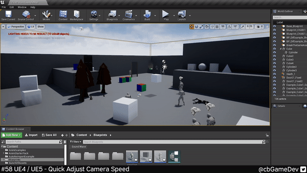 QUICK DEV TIP #58 UE4 / UE5 - QUICK ADJUST CAMERA SPEED — CBgameDev