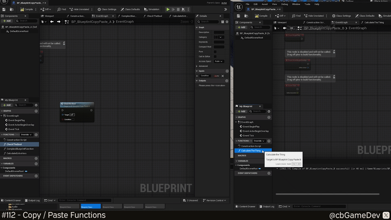 QUICK DEV TIP #112 UE5 - Copy Paste Functions — CBgameDev