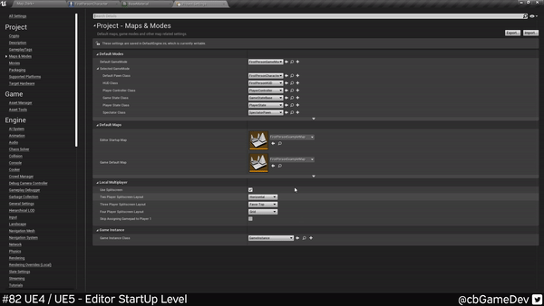 QUICK DEV TIP #82 UE4 / UE5 - EDITOR START UP LEVEL — CBgameDev