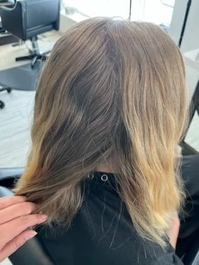 Alt text: Hair color before highlights at Salon Sonik hair salon in Pasadena