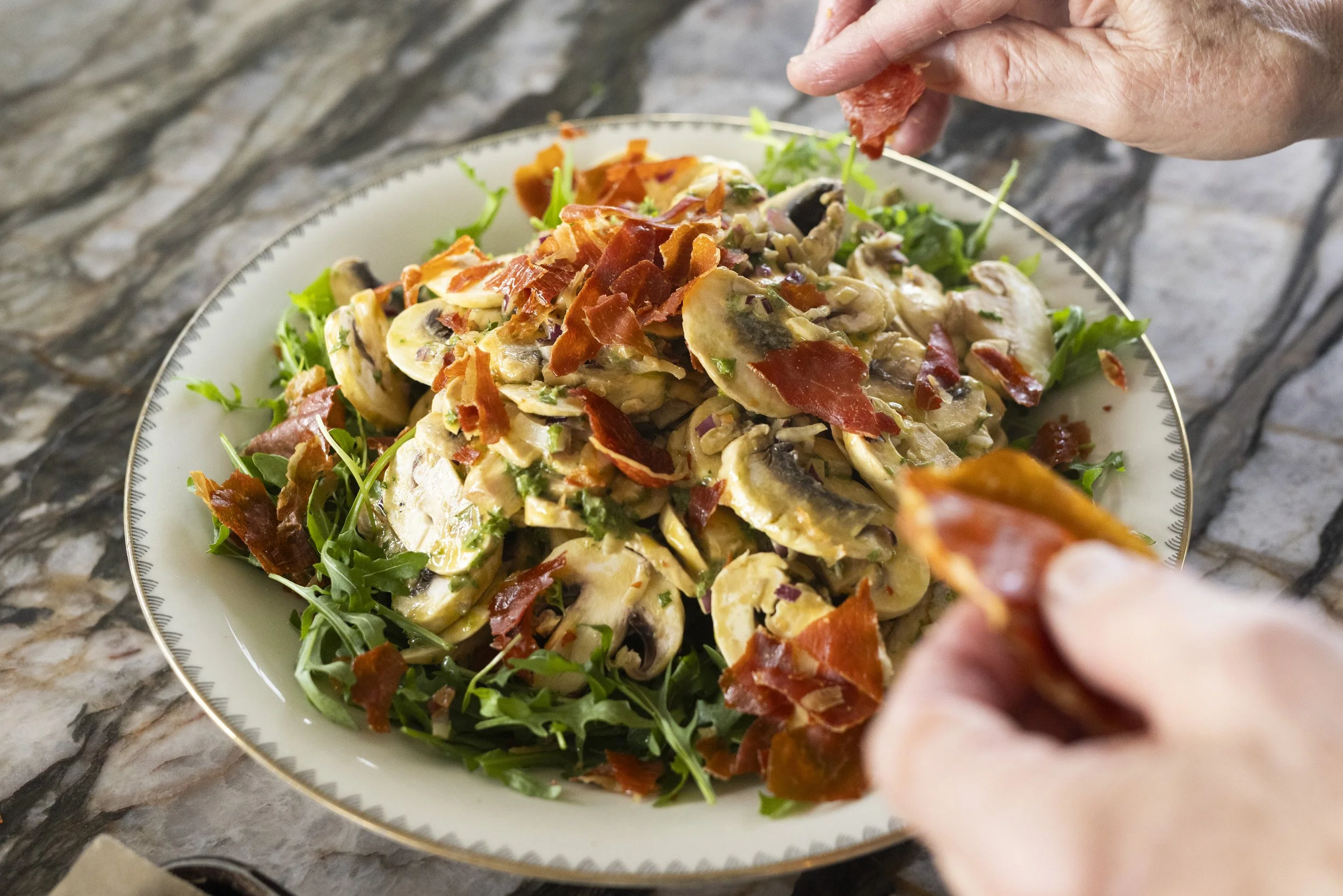 Mushroom, Rocket, and Prosciutto Salad