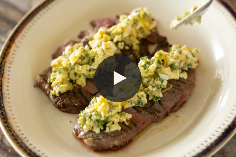 Steak with Sauce Gribiche