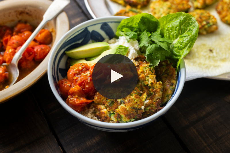 Zucchini and Bean Fritter Dinner Bowl