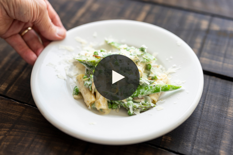 Creamy Green Vegetable and Bacon Pasta