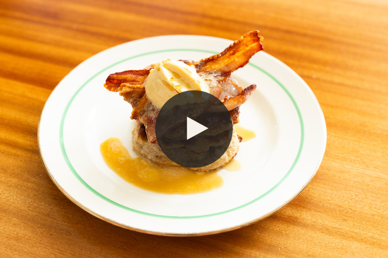 Apple Oatcakes with Bacon and Maple Butter