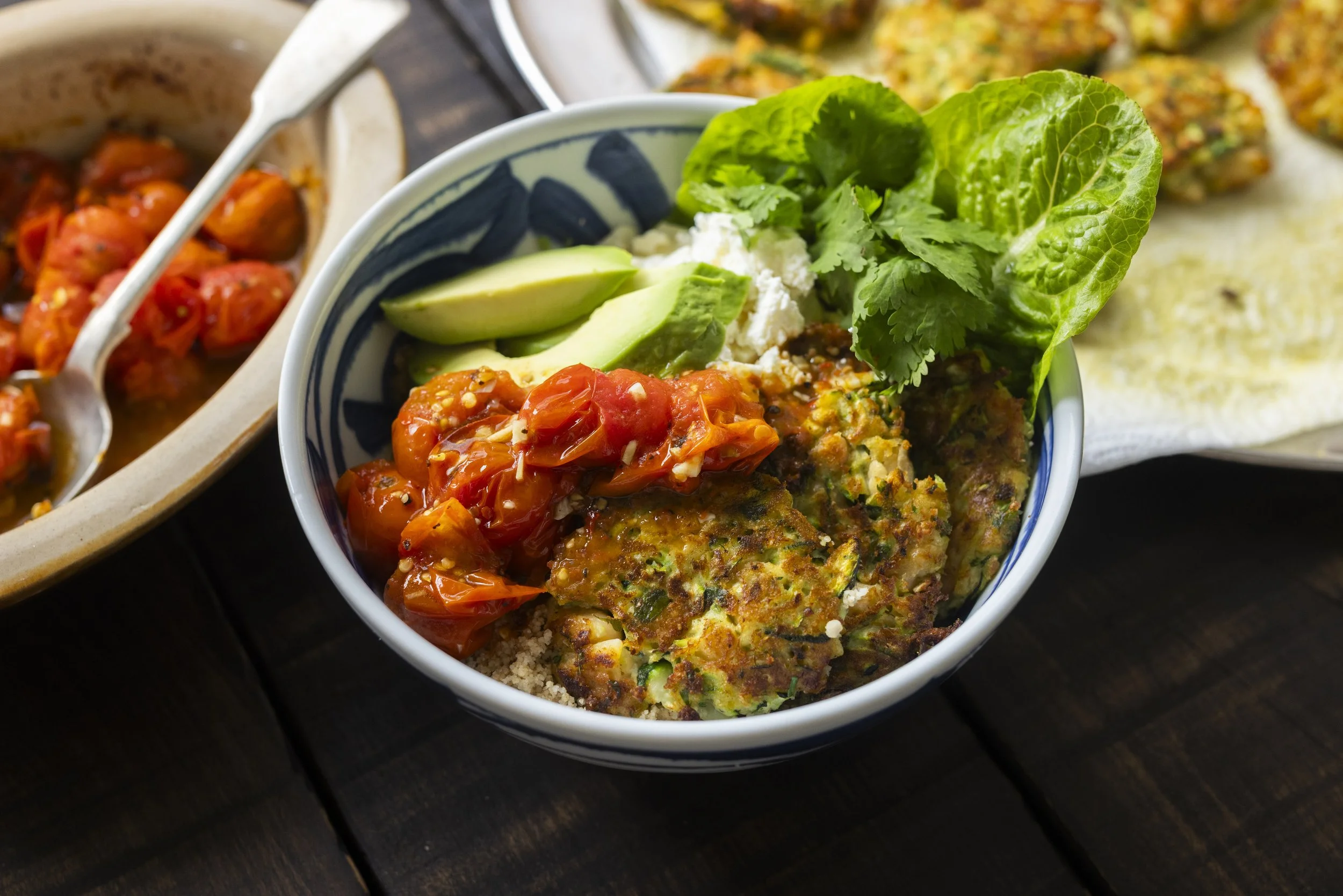 Zucchini and Bean Fritter Dinner Bowl