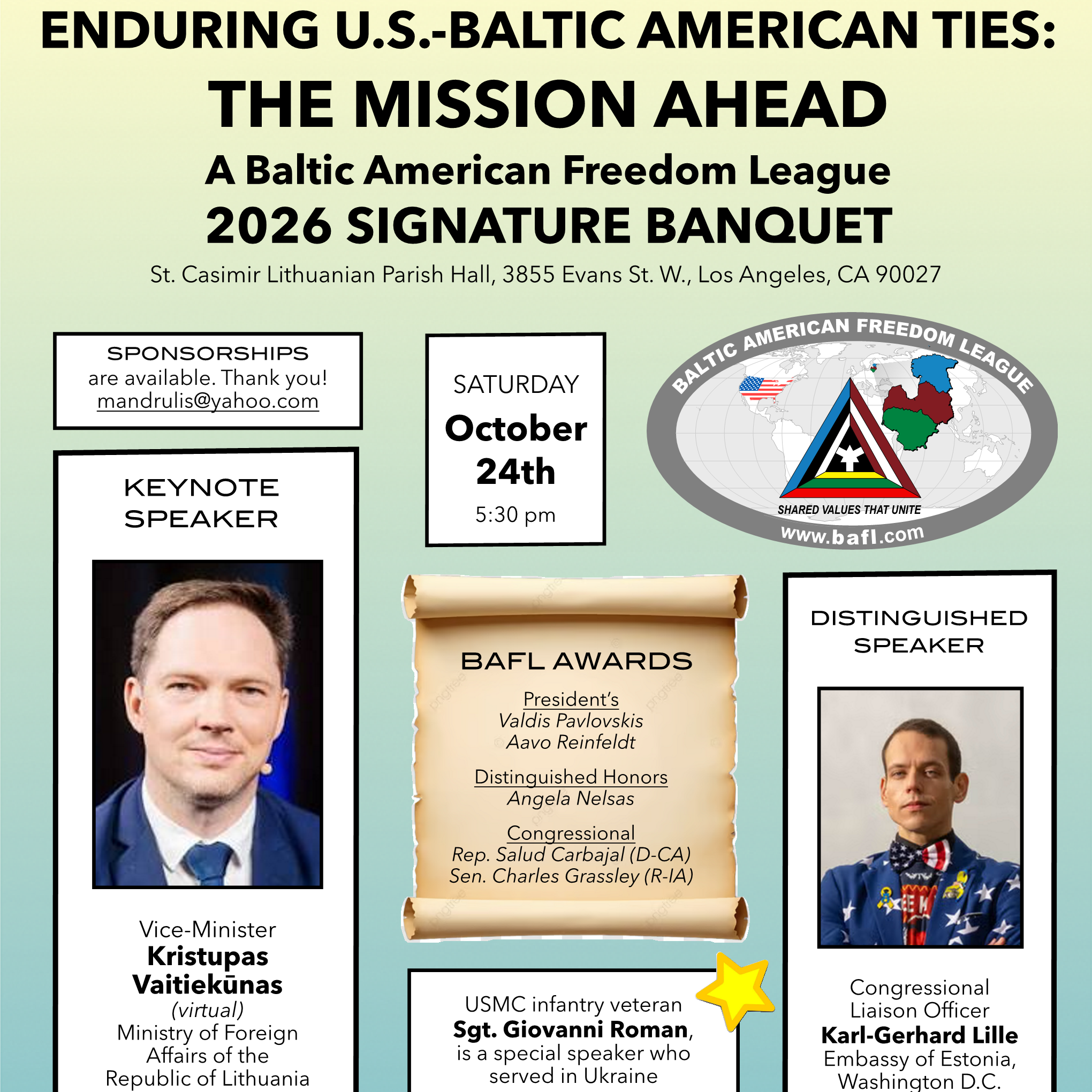 Baltic American Freedom League 2026 Signature Banquet