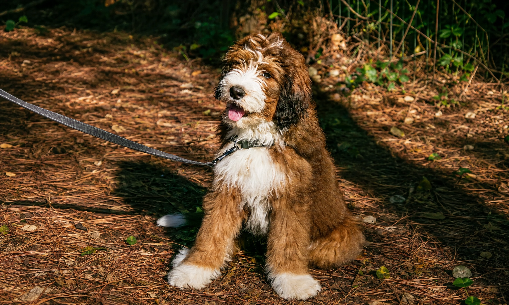 Bernedoodle puppy at puppy training class