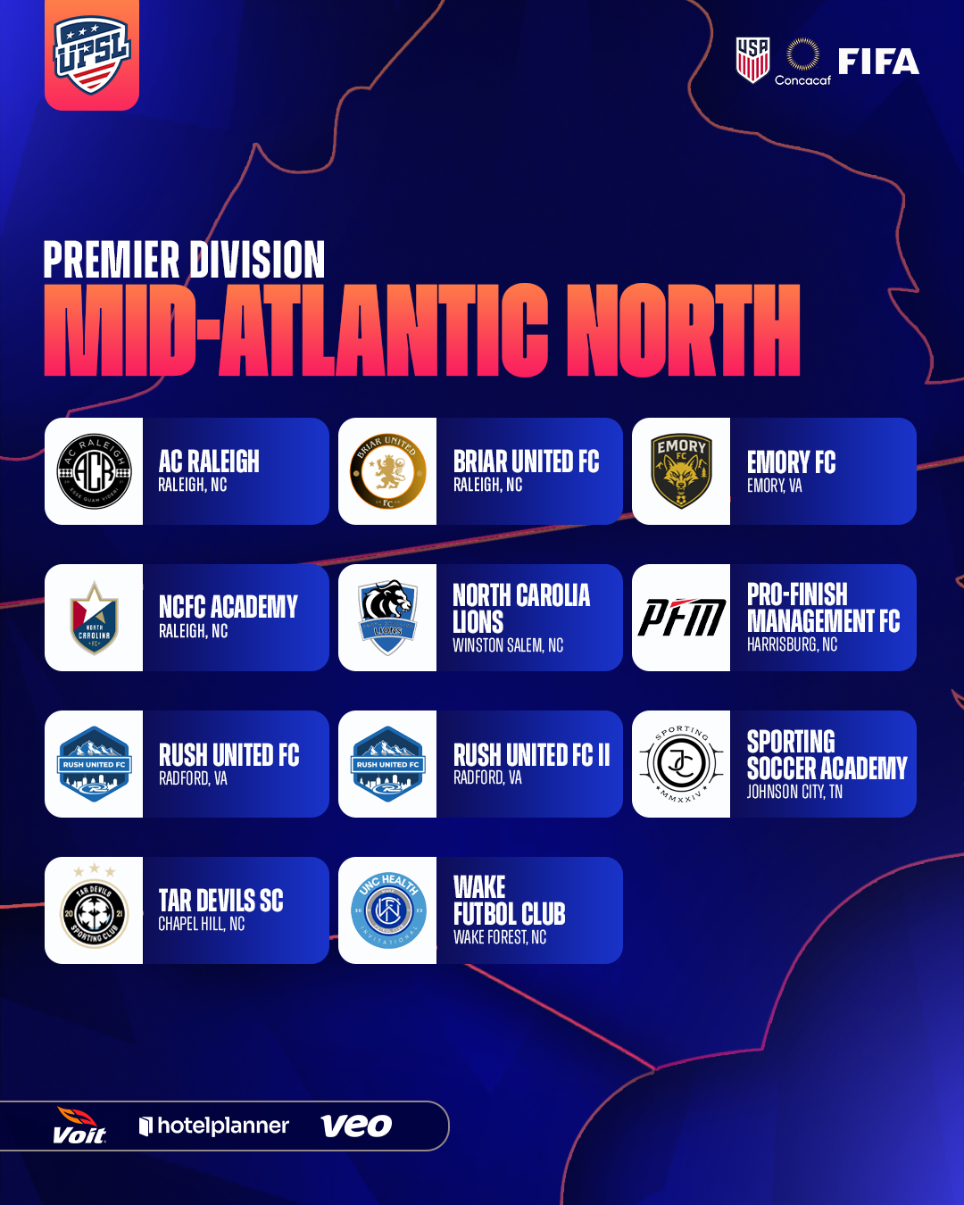 Premier Mid-Atlantic North 2026 teams