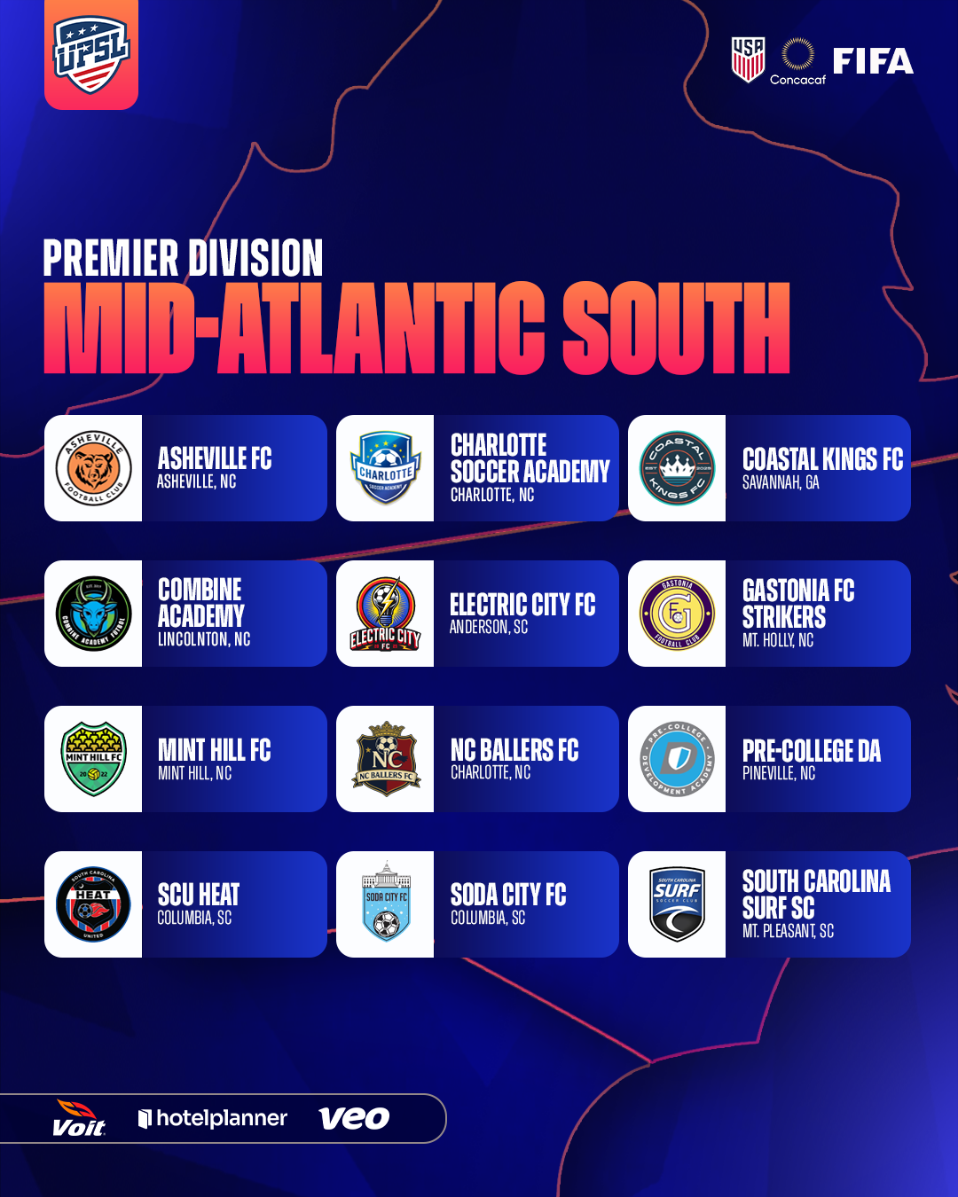 Premier Mid-Atlantic South 2026 teams