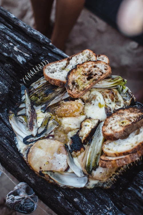 Chargrilled Cheeses with Endive and Wild Honeycomb