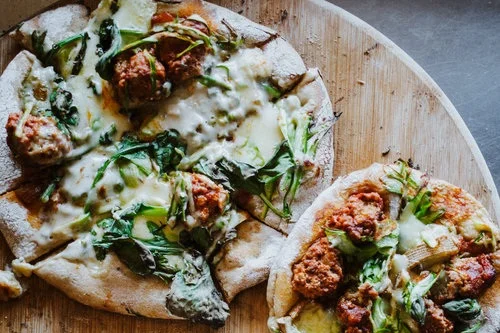 Spiced Lamb Meatball Pizza