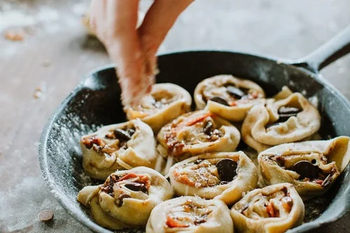 Chocolate Rainwater Scrolls with Persimmon