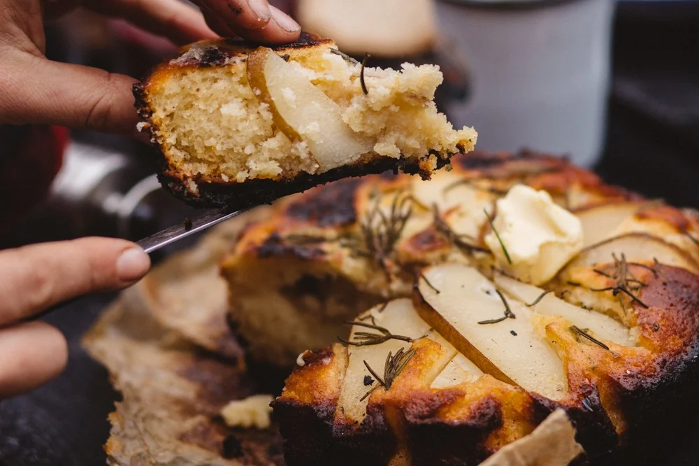 Coconut &amp; Pear Campfire Cake