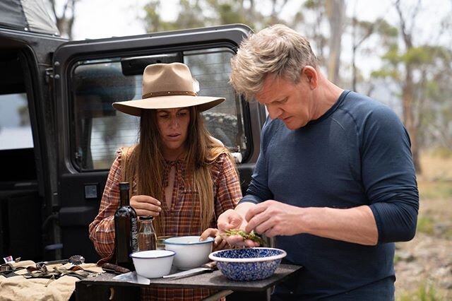Mise en place with head chef @gordongram but who&rsquo;s teaching who? Find out via @natgeochannel on the @tasmania episode of &ldquo;uncharted &ldquo; on 9/10 @natgeo #uncharted #sarahglovercooking #outdoorcooking