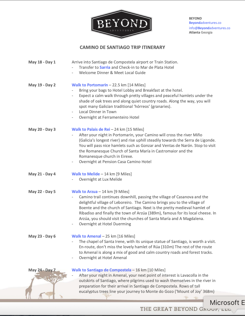 Itinerary &amp; Map