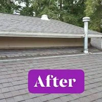 Before-and-after roof cleaning project in Camas and Washougal, Washington. No pressure washing involved.