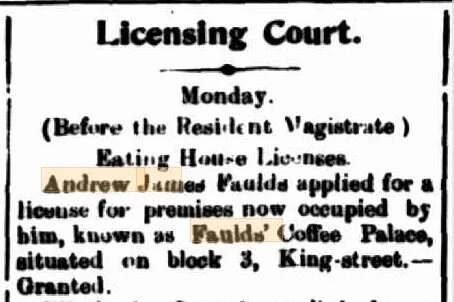 Faulds Coffee Palace Mount Morgans  1907 