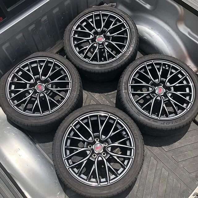 Got some new shoes for the Subaru! Does this make me an STI yet? Haha I&rsquo;m just playing! Love the design of these wheels  and had to have them! Thanks to @brandon.226 for the hookup on these! Check out his STI build! Wheels and calipers are out 