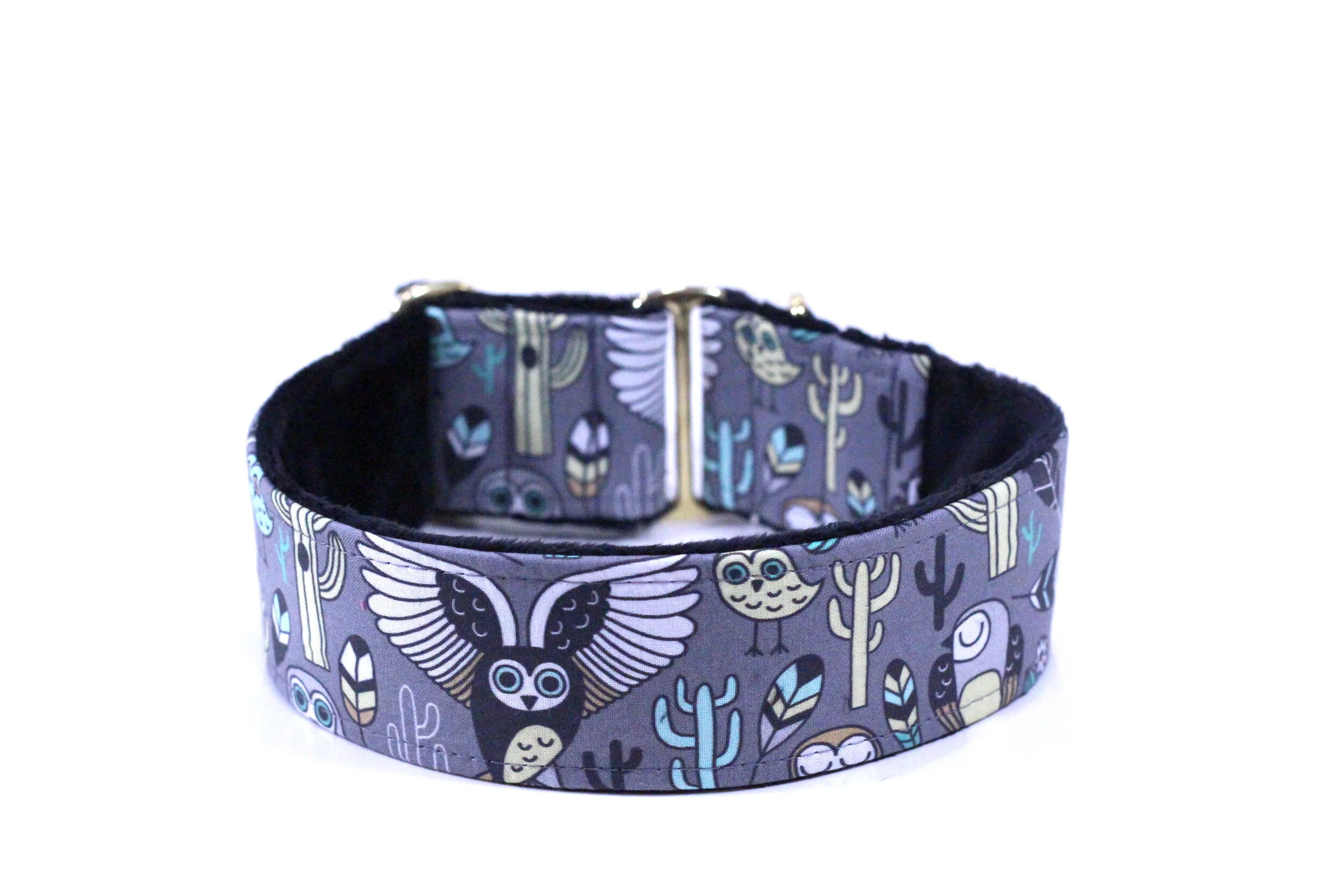 Desert Owls and Cactus on Gray