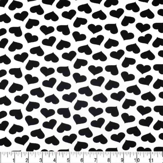 Scattered Black Hearts on White