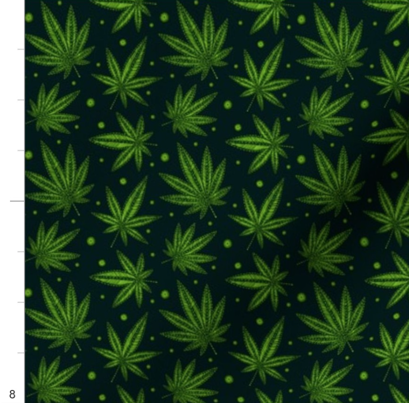 Cannabis Embroidery on Green (sf)