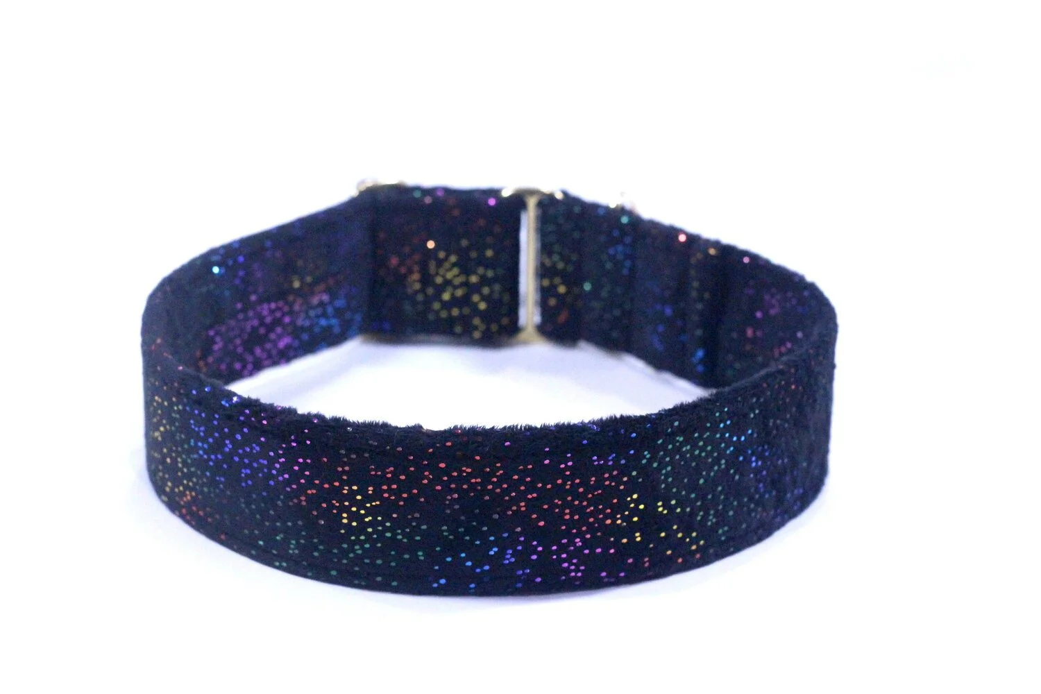 Glitter Rainbow on Black Minky