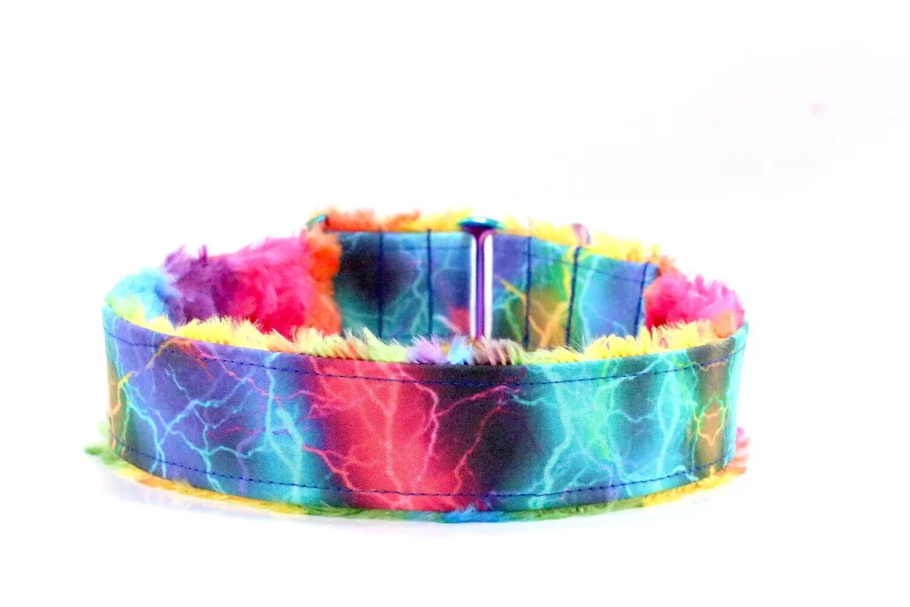 caloline tie dye bal collar M-65　M Rainbow Lightning — Penny's Collars & More - Custom Collars