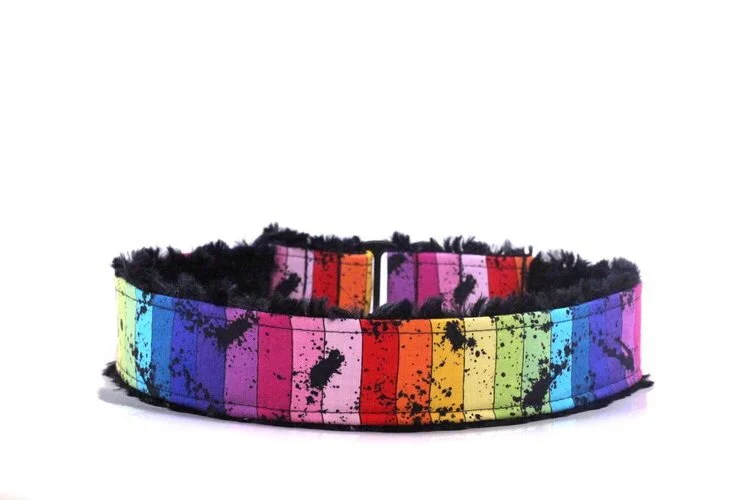 Black Paint Splatter Rainbow Stripes