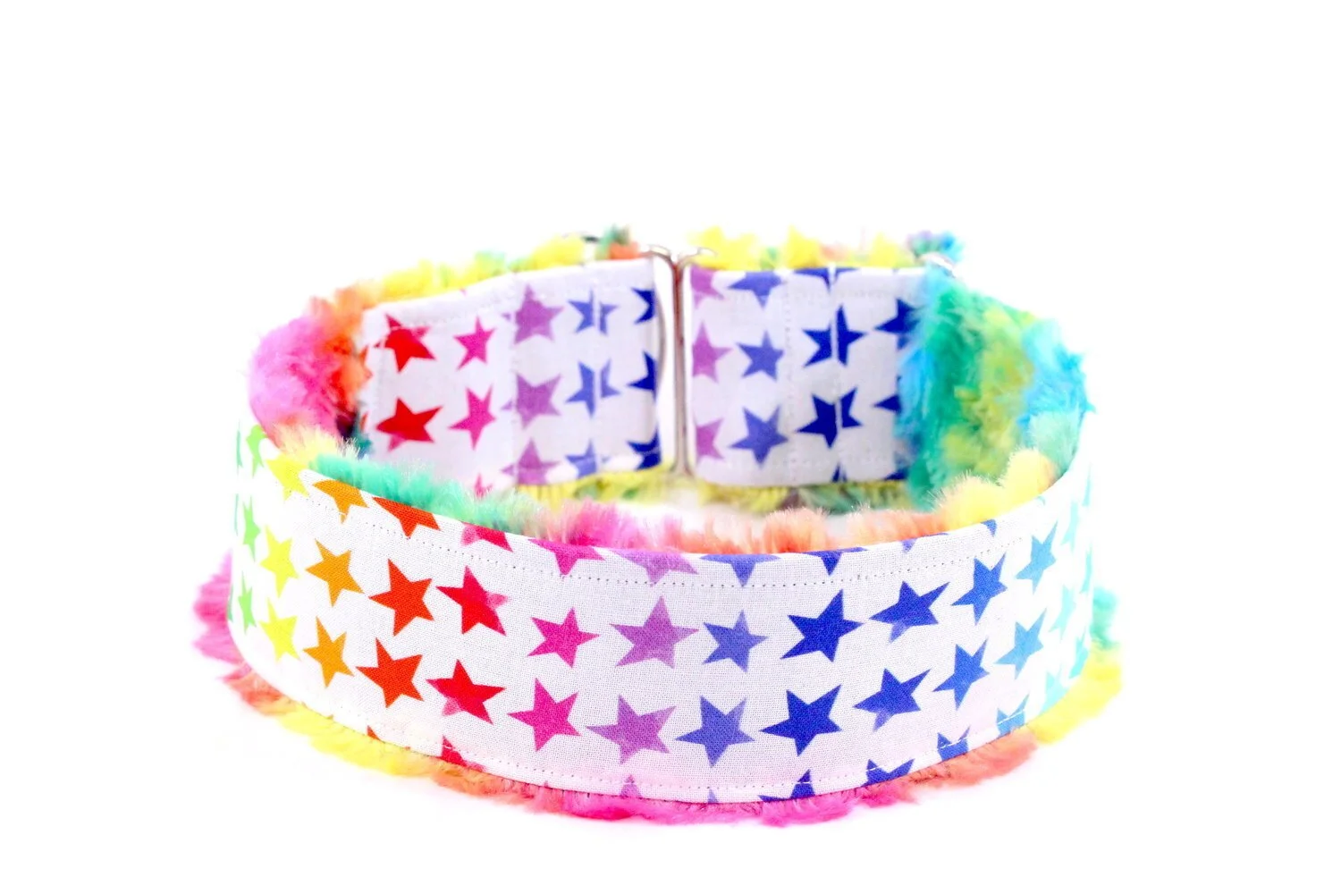 Lined Up Rainbow Stars on White