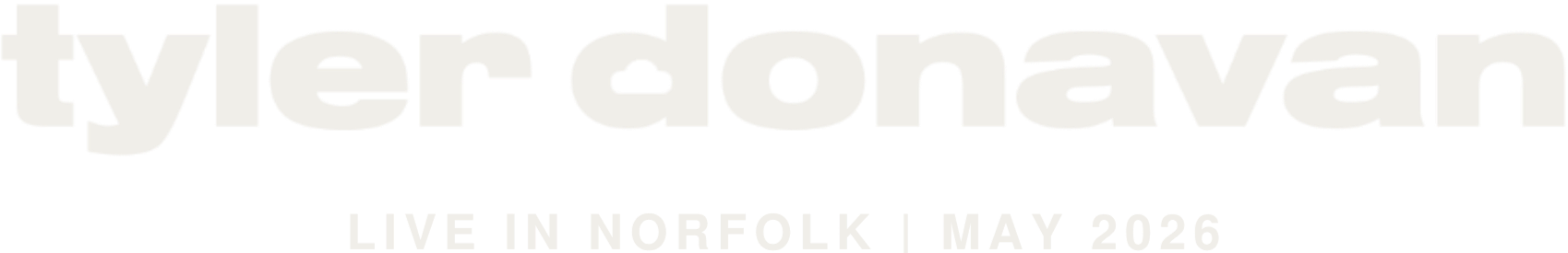 Text graphic promoting Tyler Donavan's live performance in Norfolk in May 2026.