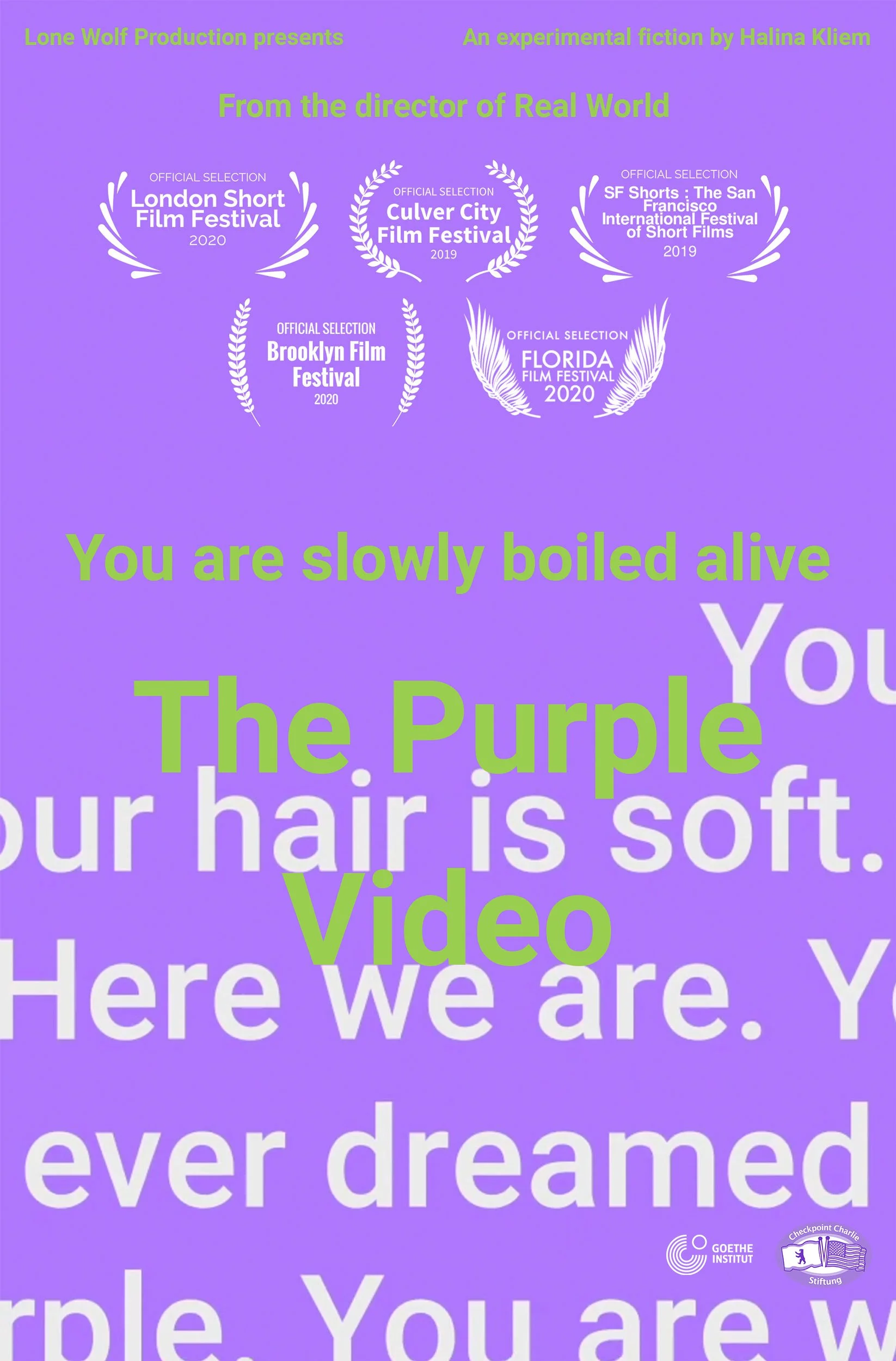 THE PURPLE VIDEO REVISITED 2021 + LUCID DREAMS at the Florida Film Festival 2021 Enzian Theater, Orlando, in the category Sunspots: New Visions of the Avantgarde 2020 and 2021