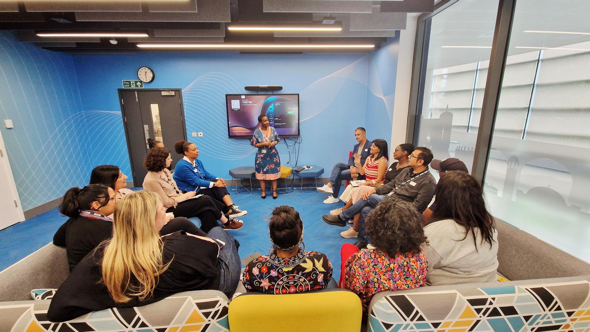 Beaulah M Chizimba facilitating a group leadership session at BBC Leeds.