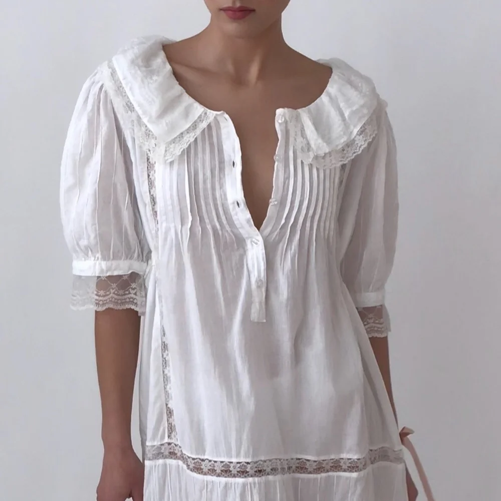 knee length dresses for ladies Vintage 1970's Ivory Cotton Gunne Sax Wedding Gown With Lace Sleeves /   Xtabay Vintage