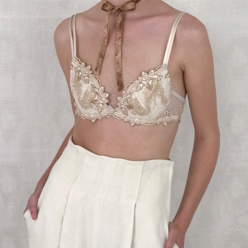 Lise Charmel Coco Cream Floral Lace Bra — Esmes Drawer Too