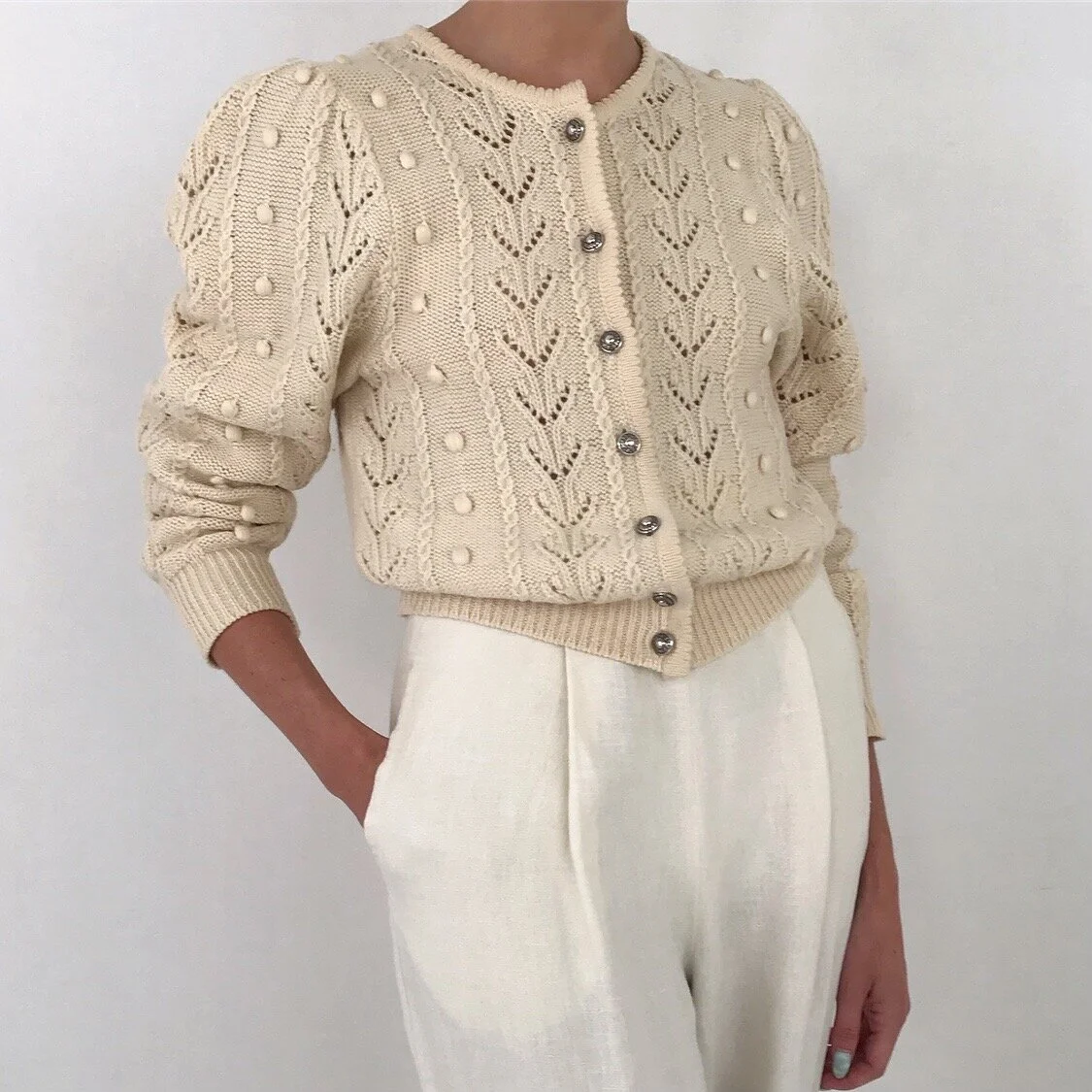 vintage cream cardigan