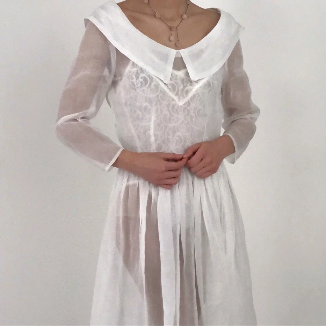 Antique 1930's Sheer Organdy Wedding Dress