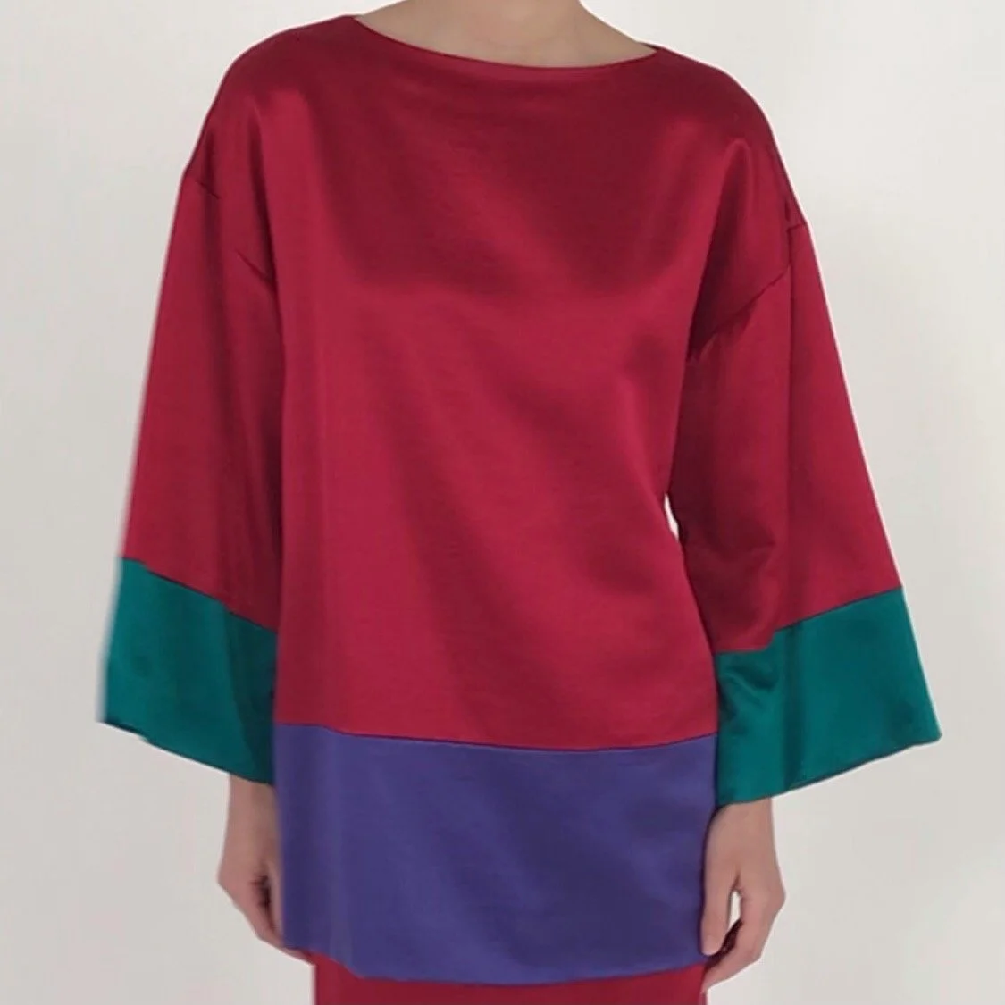 Vintage Early 90s PERRY ELLIS Silk Color Block Set