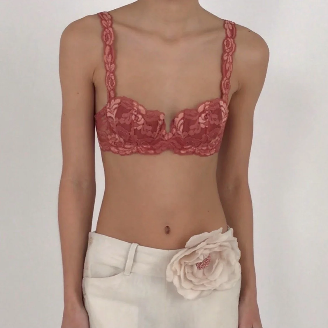 La Perla Dark Dusty Rose Floral Lace Bra