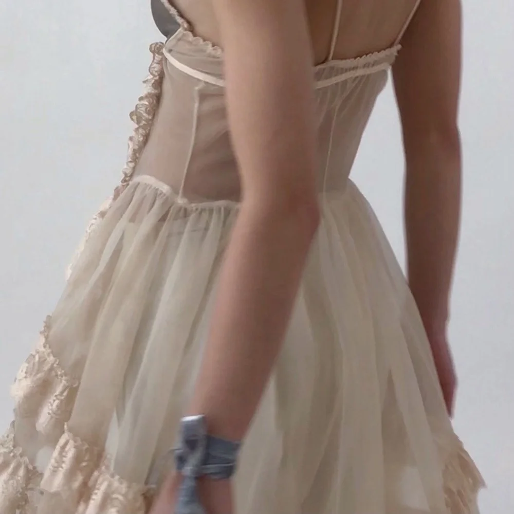 Vintage Corset Dress Draped Floral Lace Ruffle  Esmes Drawer Too