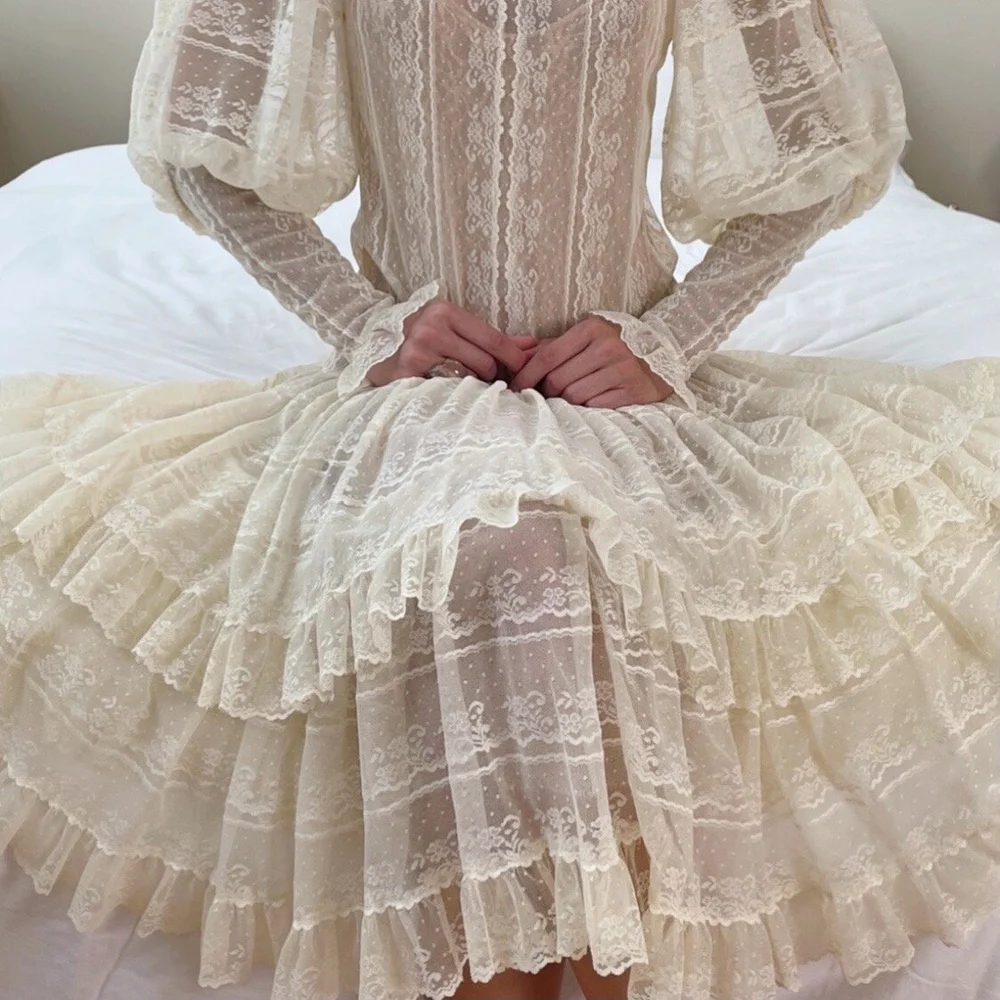 white christmas dresses 1940s Vintage Satin Cream Lace Trim Wedding Dress Size Xs main image 0
