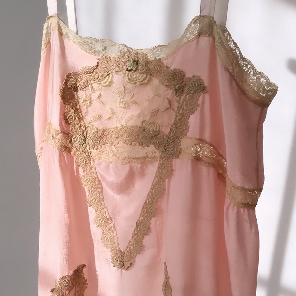 Vintage 1920's Pink Silk Lace Teddy Dress — Esmes Drawer Too