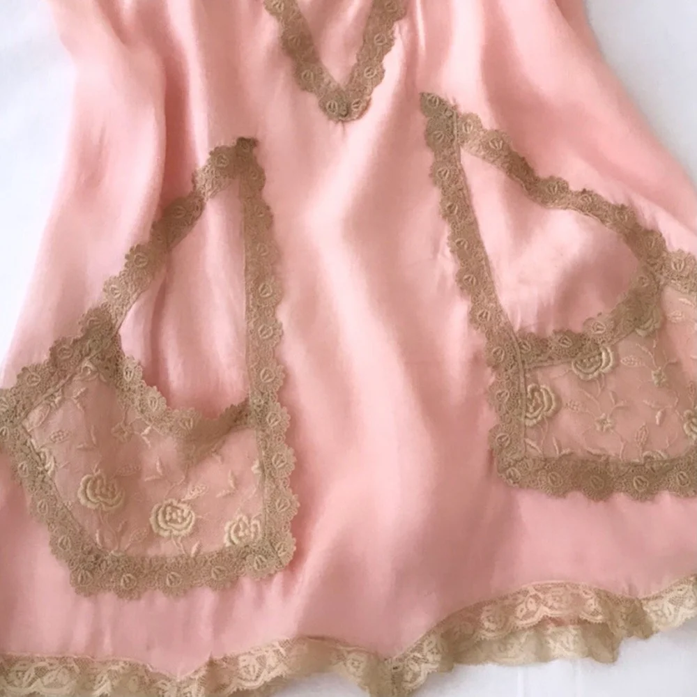 Vintage 1920's Pink Silk Lace Teddy Dress  Esmes Drawer Too